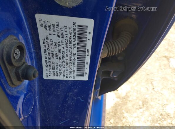 2HGFC1F37HH644192 2017 HONDA CIVIC Blue Vista del compartimento del motor