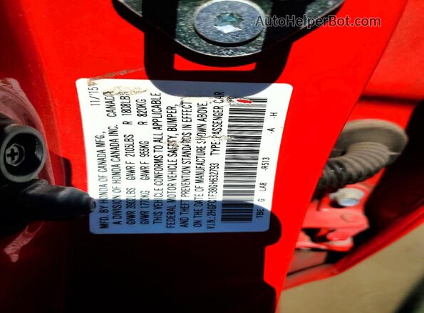 2HGFC1F38GH632793 2016 HONDA CIVIC Красный Вид подкапотного пространства
