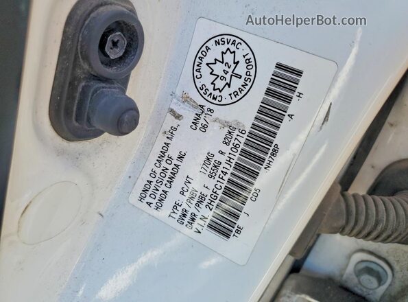 2HGFC1F41JH106716 2018 HONDA CIVIC White Vista del compartimento del motor