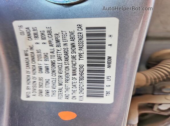 2HGFC1F78GH642243 2016 HONDA CIVIC Gray Widok komory silnika