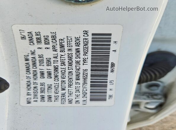 2HGFC1F79HH652216 2017 HONDA CIVIC White Вид підкапотного простору