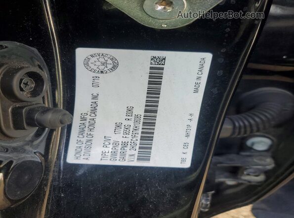 2HGFC1F97KH106085 2019 HONDA CIVIC Black Vista de la etiqueta del VIN