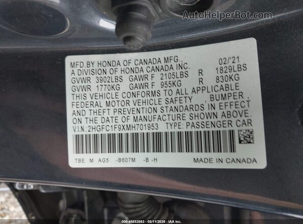 2HGFC1F9XMH701953 2021 HONDA CIVIC Dark Blue Вид підкапотного простору