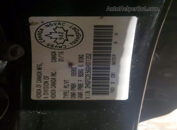 2HGFC2E56GH011352 2016 HONDA CIVIC Black Widok komory silnika