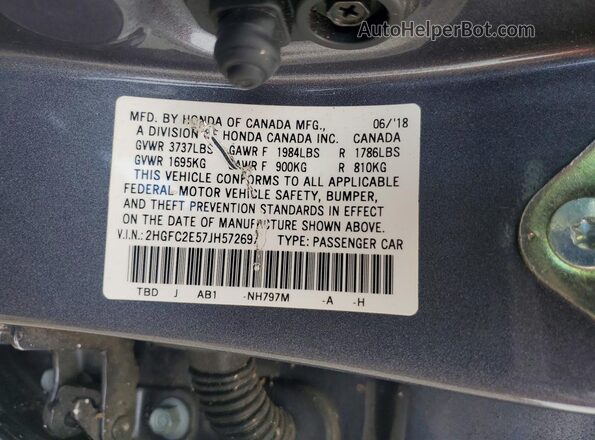 2HGFC2E57JH572697 2018 HONDA CIVIC Gray Widok komory silnika