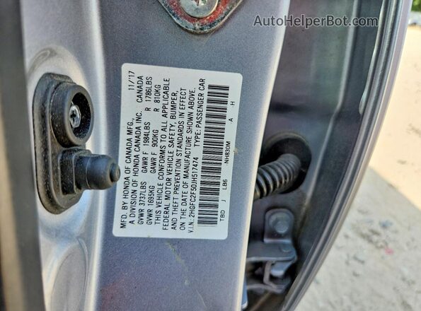 2HGFC2F50JH517474 2018 HONDA CIVIC Gray VIN sticker view
