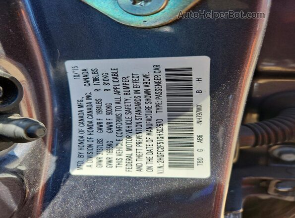 2HGFC2F51GH502670 2016 HONDA CIVIC Gray Vista de la etiqueta del VIN