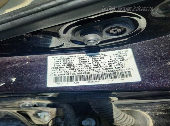 2HGFC2F52JH591348 2018 HONDA CIVIC Black ძრავის განყოფილების ხედი