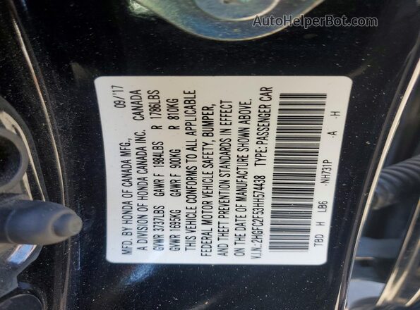 2HGFC2F53HH574438 2017 HONDA CIVIC Black VIN կոդի պիտակի տեսք
