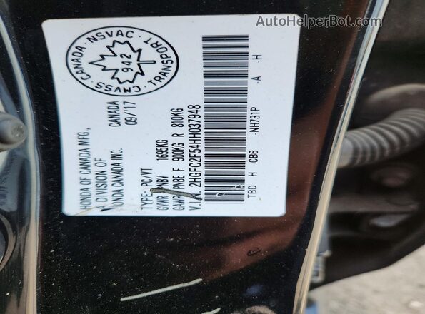 2HGFC2F54HH037948 2017 HONDA CIVIC Black Շարժիչի բաժամունքի տեսք