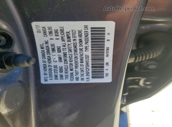 2HGFC2F55HH512507 2017 HONDA CIVIC Charcoal Շարժիչի բաժամունքի տեսք