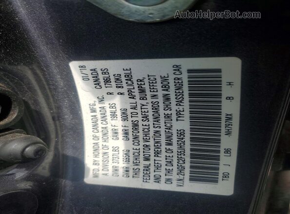 2HGFC2F55JH524565 2018 HONDA CIVIC Gray Widok komory silnika