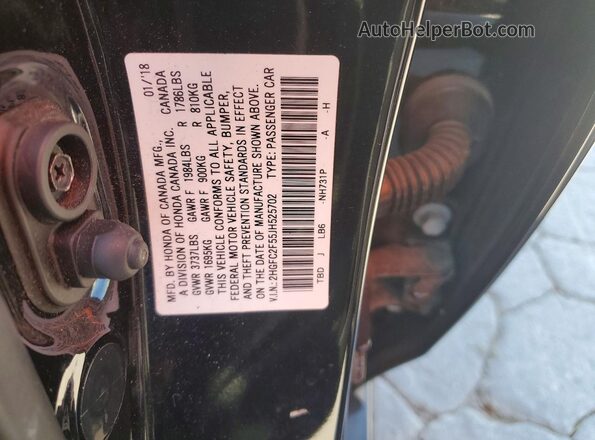 2HGFC2F55JH525702 2018 HONDA CIVIC Black Շարժիչի բաժամունքի տեսք