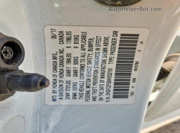 2HGFC2F56HH552191 2017 HONDA CIVIC White Widok komory silnika