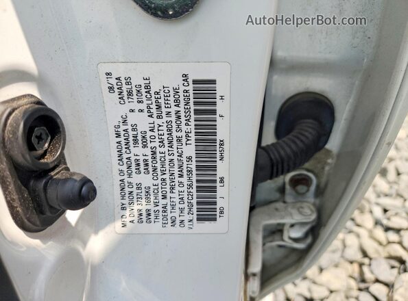 2HGFC2F56JH587156 2018 HONDA CIVIC Белый Вид подкапотного пространства