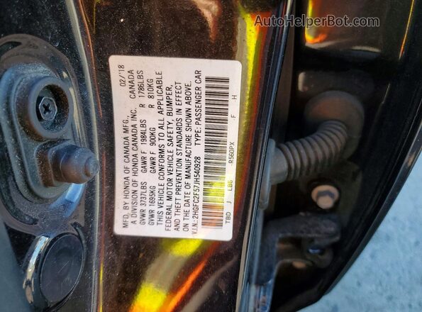 2HGFC2F57JH540928 2018 HONDA CIVIC Black Engine compartment view