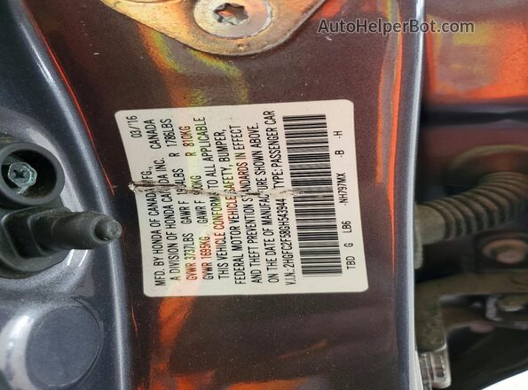 2HGFC2F58GH543944 2016 HONDA CIVIC Gray Շարժիչի բաժամունքի տեսք