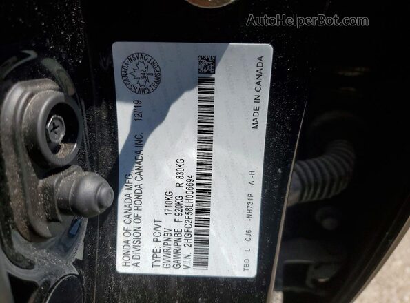 2HGFC2F58LH006694 2020 HONDA CIVIC Black VIN კოდის სტიკერის ხედი