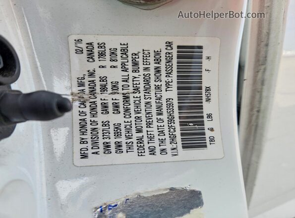 2HGFC2F59GH535979 2016 HONDA CIVIC White Widok komory silnika