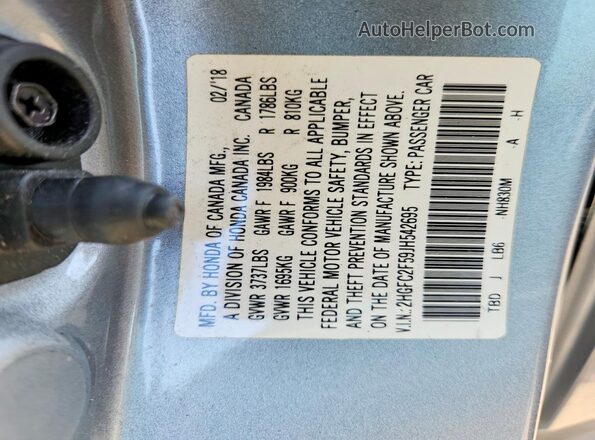 2HGFC2F59JH542695 2018 HONDA CIVIC Silver Vista del compartimento del motor