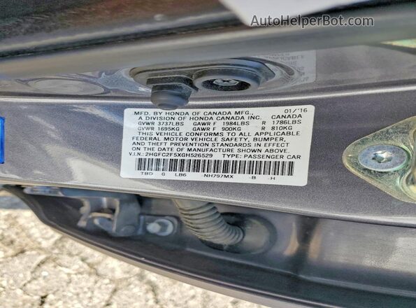 2HGFC2F5XGH526529 2016 HONDA CIVIC Gray Vista del compartimento del motor