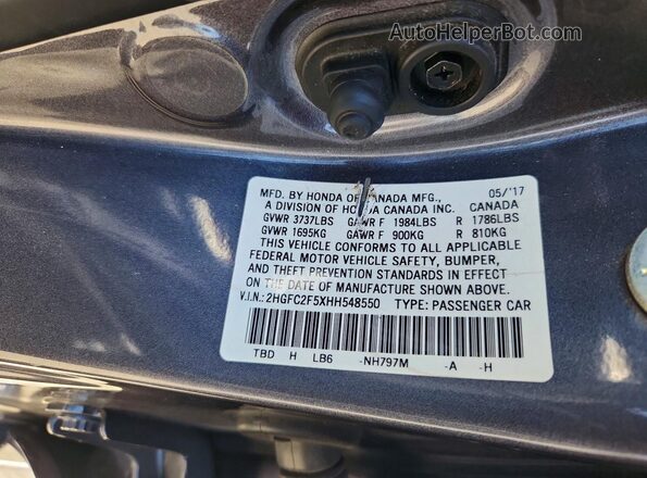 2HGFC2F5XHH548550 2017 HONDA CIVIC Угольный Вид подкапотного пространства
