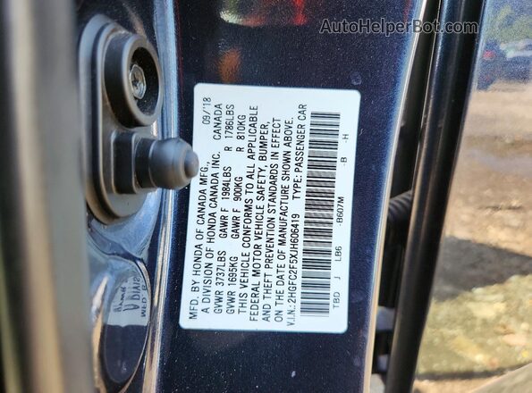 2HGFC2F5XJH606419 2018 HONDA CIVIC Charcoal Engine compartment view