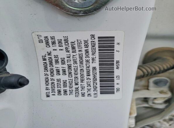 2HGFC2F60HH527084 2017 HONDA CIVIC White Vista del compartimento del motor