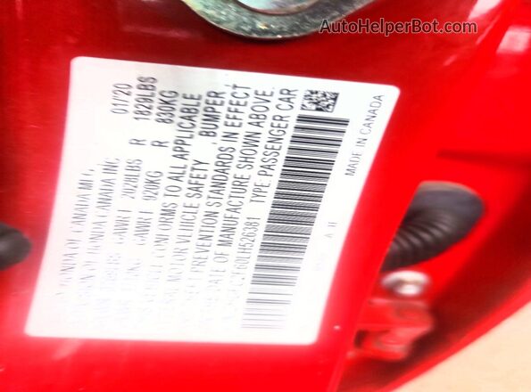 2HGFC2F60LH526381 2020 HONDA CIVIC Red Vista del compartimento del motor