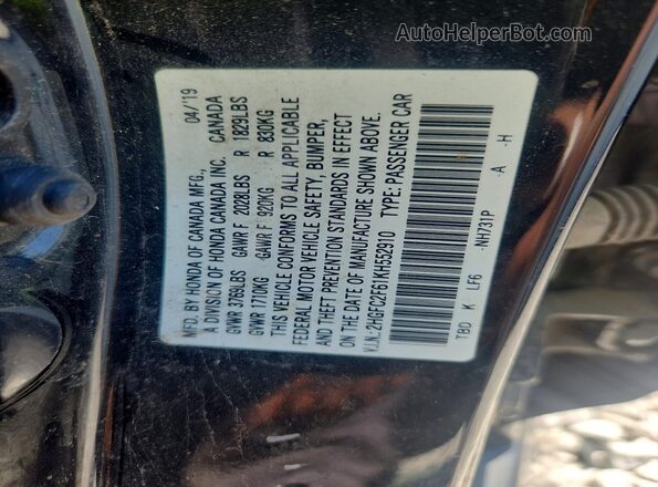 2HGFC2F61KH552910 2019 HONDA CIVIC Black Widok komory silnika