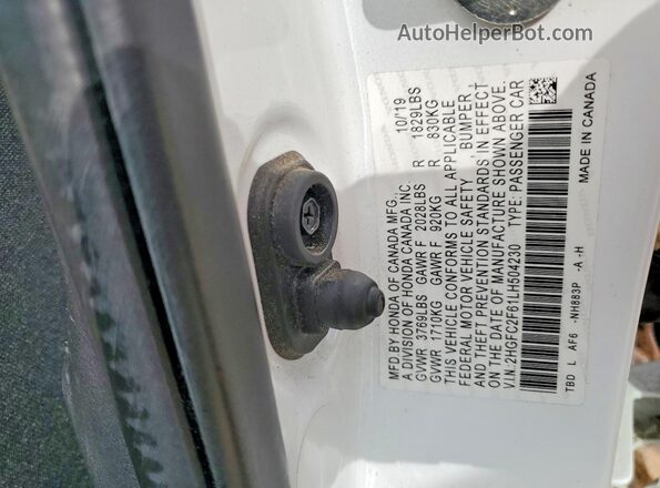 2HGFC2F61LH504230 2020 HONDA CIVIC Белый Вид подкапотного пространства