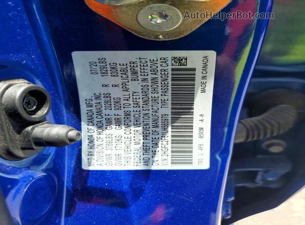 2HGFC2F61LH565979 2020 HONDA CIVIC Синий Вид наклейки с VIN-кодом