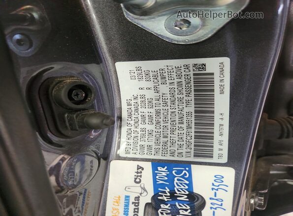 2HGFC2F61MH551355 2021 HONDA CIVIC Gray ძრავის განყოფილების ხედი