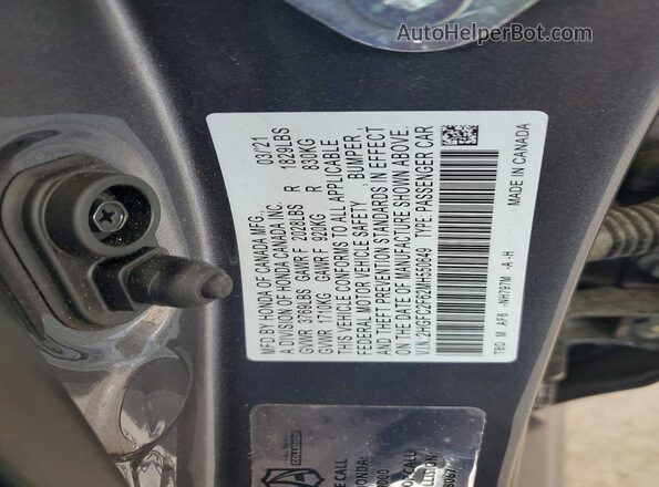 2HGFC2F62MH550649 2021 HONDA CIVIC Gray Շարժիչի բաժամունքի տեսք