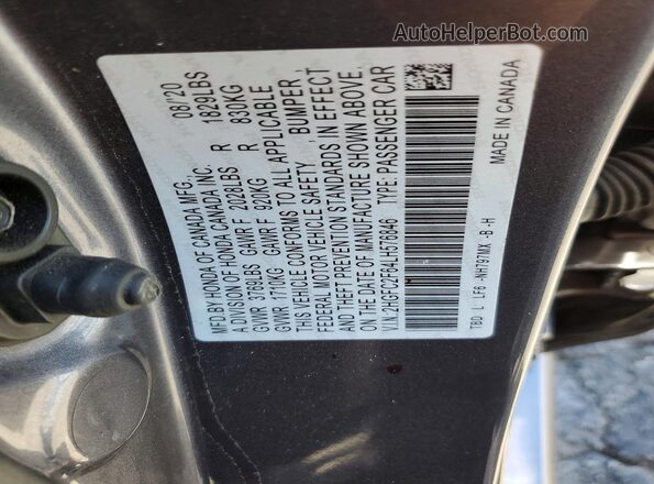 2HGFC2F64LH576846 2020 HONDA CIVIC Gray Engine compartment view