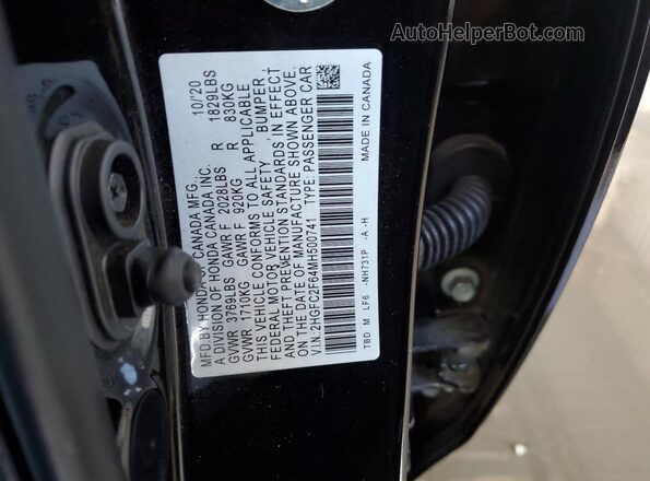 2HGFC2F64MH500741 2021 HONDA CIVIC Black Вид підкапотного простору