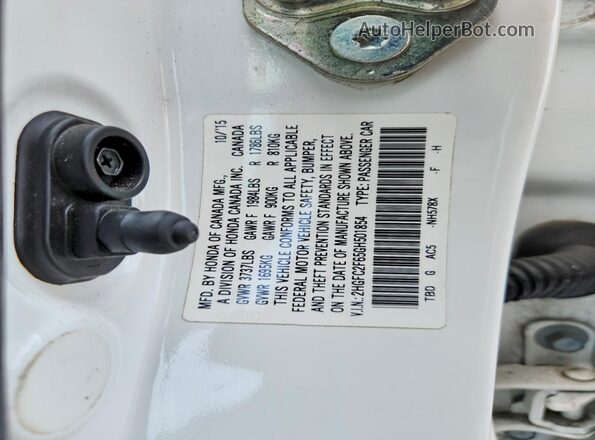 2HGFC2F65GH501854 2016 HONDA CIVIC White Вид наклейки з VIN-кодом