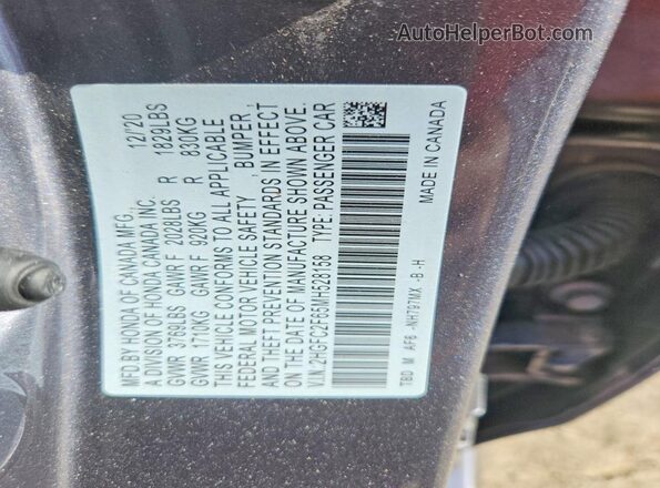 2HGFC2F65MH528158 2021 HONDA CIVIC Gray Вид підкапотного простору