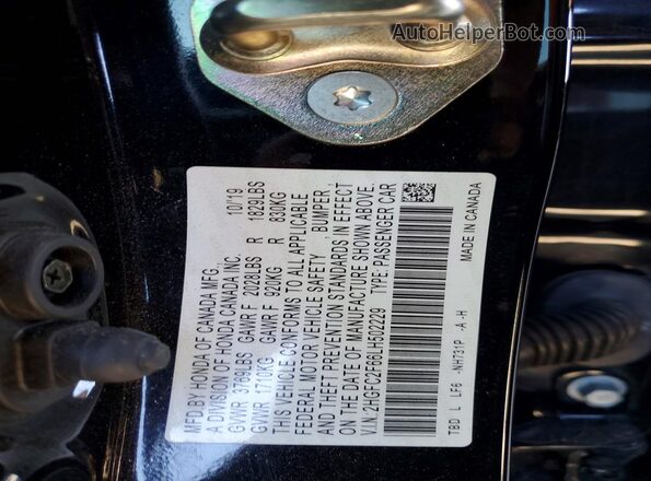 2HGFC2F66LH502229 2020 HONDA CIVIC Черный Вид наклейки с VIN-кодом