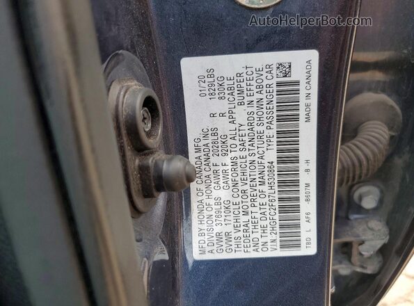 2HGFC2F67LH530864 2020 HONDA CIVIC Gray Вид підкапотного простору