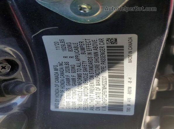 2HGFC2F67MH522331 2021 HONDA CIVIC Gray Vista del compartimento del motor