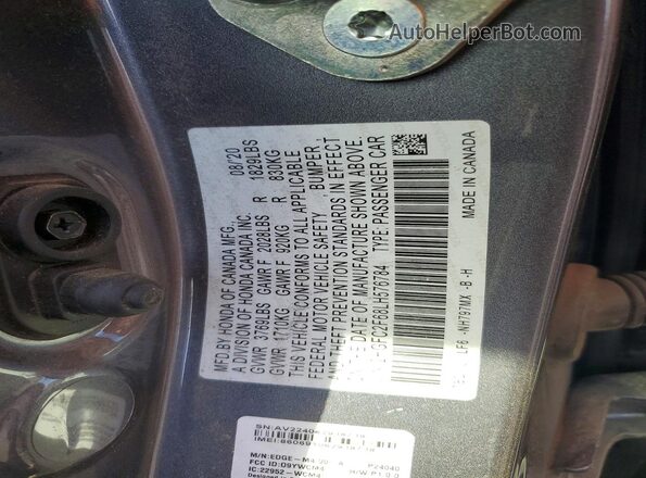 2HGFC2F68LH576784 2020 HONDA CIVIC Gray Вид підкапотного простору