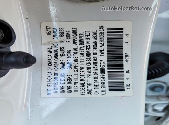 2HGFC2F70HH567027 2017 HONDA CIVIC White Engine compartment view