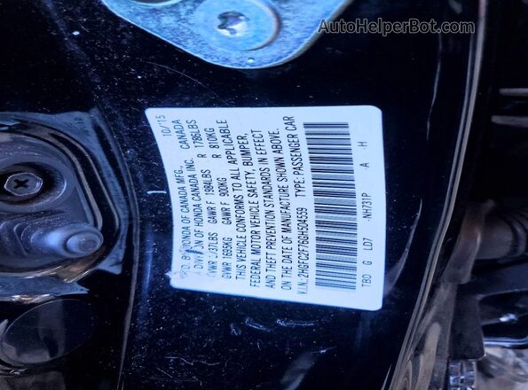 2HGFC2F76GH504559 2016 HONDA CIVIC Black Вид підкапотного простору