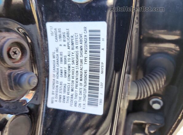 2HGFC2F76JH504245 2018 HONDA CIVIC Black ძრავის განყოფილების ხედი