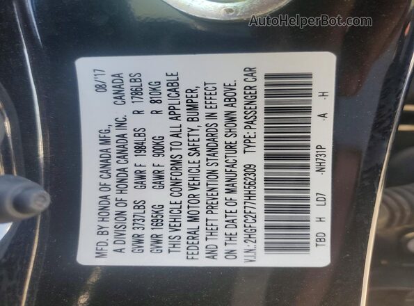2HGFC2F77HH562309 2017 HONDA CIVIC Black Engine compartment view