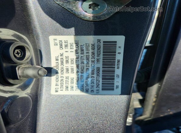 2HGFC2F77JH540669 2018 HONDA CIVIC Gray Շարժիչի բաժամունքի տեսք