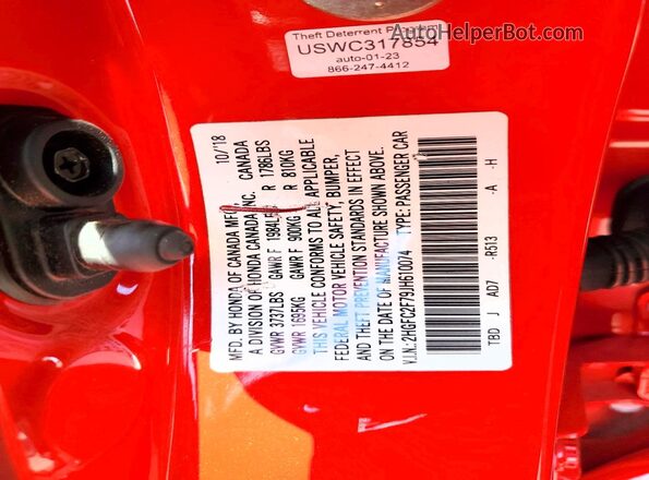 2HGFC2F79JH610074 2018 HONDA CIVIC Red Widok komory silnika