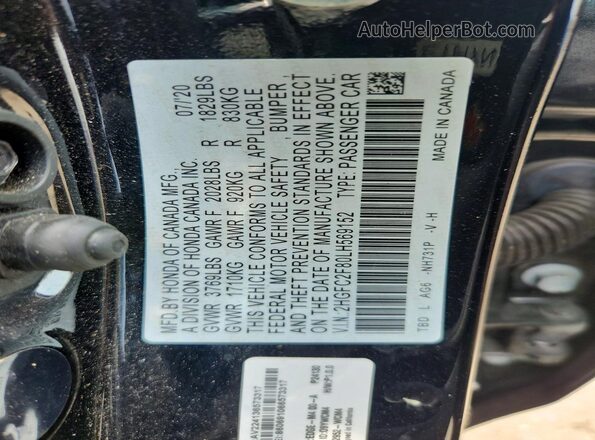 2HGFC2F80LH569152 2020 HONDA CIVIC Black Շարժիչի բաժամունքի տեսք