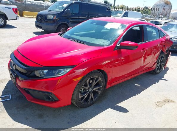 2HGFC2F81KH508665 2019 HONDA CIVIC Red წინა მარცხენა ხედი სამი მეოთხედიდან